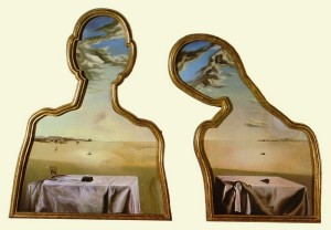 Salvador Dalì, Coppia con la testa piena di nuvole, 1936